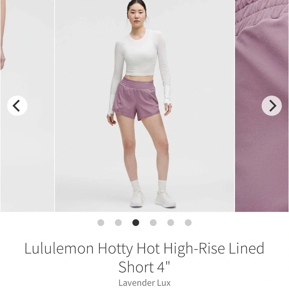 NEW with tags! Lululemon Hotty Hot High-Rise Lined Short 4"
Lavender Lux sz 14 - Picture 5 of 7